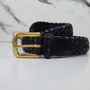 Black Braided Belt, Genuine Leather